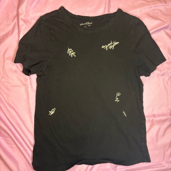 Universal Thread Tops - Universal Thread Black T-Shirt with Embroidery